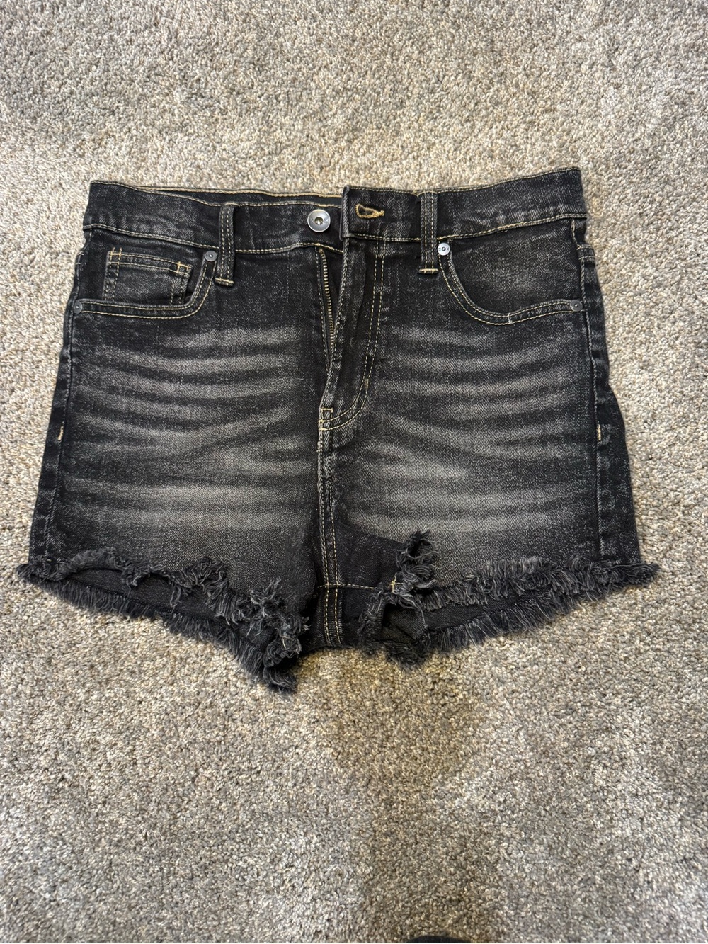 Kendall & Kylie Black Faded Frayed Hem Denim Shorts